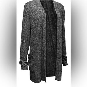 BAW Gray Easy Fit Comfort Feel Long Sleeve Stretch Cardigan With Pockets Large